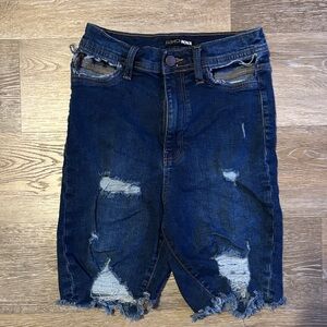 Fashion Nova Ripped Blue Denim Shorts
